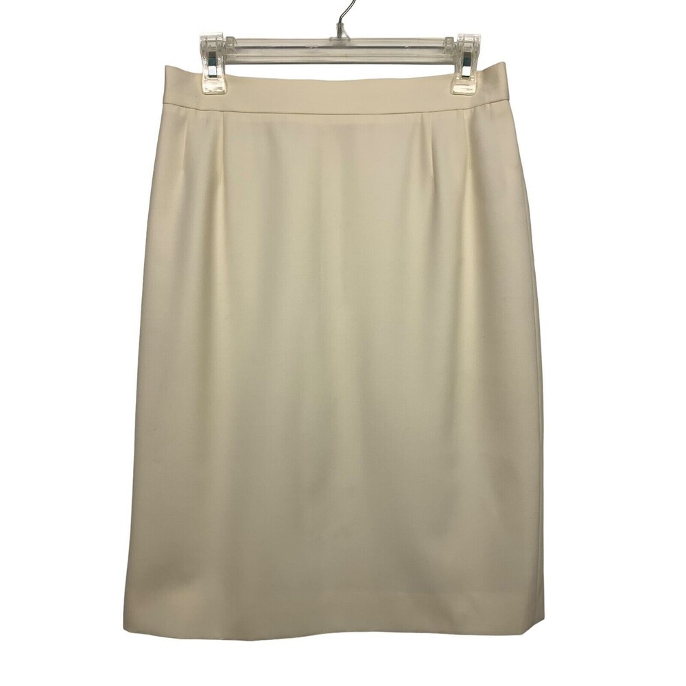 VTG Escada Margaretha Ley Women's size 40 (8 US) Cream Wool Skirt Zip Up Germany